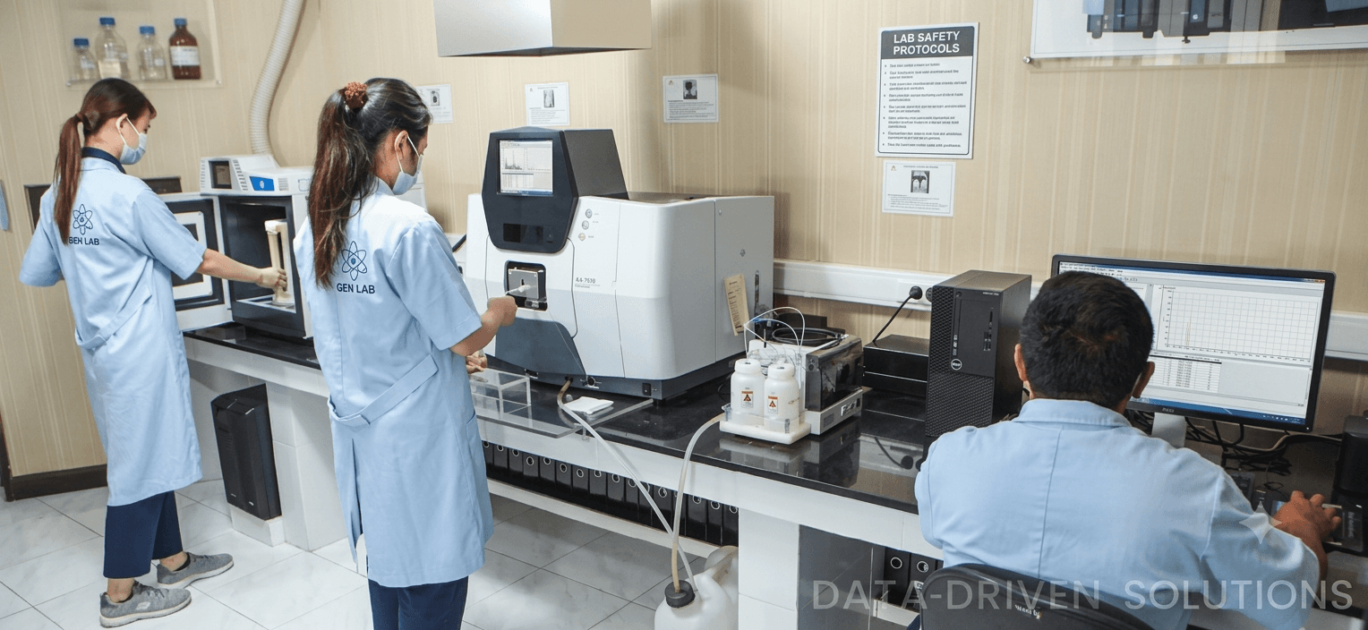 Analyst performing spectrometric analysis